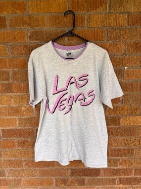Vintage LA Sportswear Las Vegas Single Stitch T-Shirt 90s Script Gray Purple L
